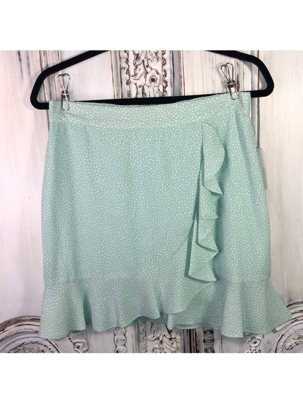 NWT Abound Mint Green Ruffle Hem Mini Skirt - Picture 1 of 5